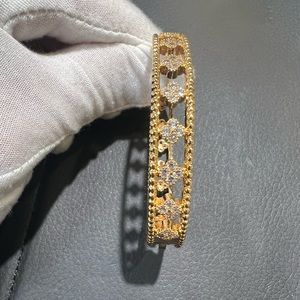 18k Yellow Gold Plated Clover Bracelet with Cubic Zirconias